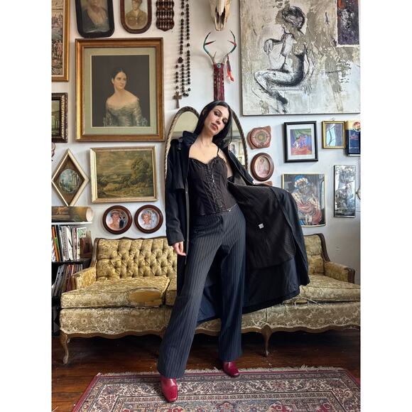 L.L. Bean Black Hooded Trench Coat Size M Petite - Picture 5 of 10